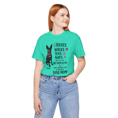 Personalized Your Dog and its name Mother's Day T-Shirt — 'Treats. Walks. Toys. Naps.