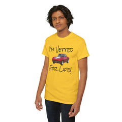 Red Corvette Summer Unisex Tee - I'm Vetted For Life Front and Back Image T Shirt