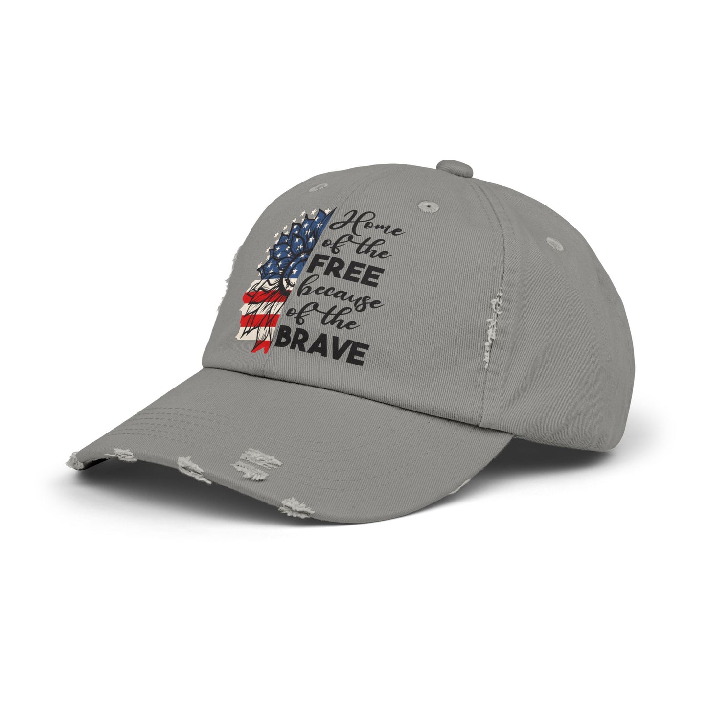 Land Of The Free, Home Of The Brave  - Unisex Distressed Cap