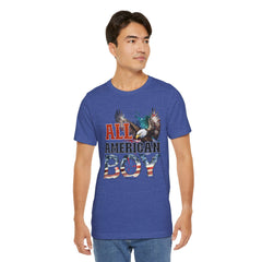 All American Boy With Eagle Graphic, Unisex Jersey Short Sleeve Tee