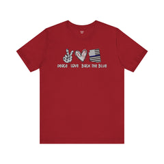Peace Love Back The Blue in Alaska, Graphic Unisex Short Sleeve Tee