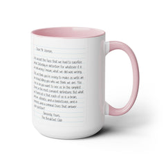 Rebel Nerd Jock Princess Basketcase Don't You Forget About Me & The Letter - Two-Tone Mugs, 15oz / The Breakfast Club / 80s Movies /