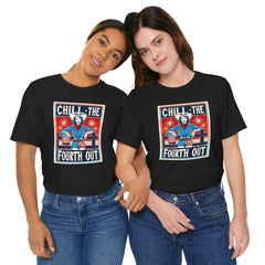 Chill The Fourth Out,Cowgirl Graphic, Unisex Jersey Short Sleeve Tee