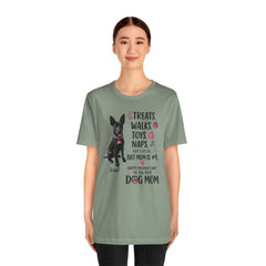 Personalized Your Dog and its name Mother's Day T-Shirt — 'Treats. Walks. Toys. Naps.