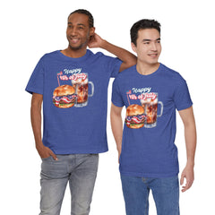 Happy 4th Of July Burger and Mug Graphic, Unisex Jersey Short Sleeve Tee