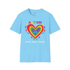 Autism awareness tee, softstyle tee, unisex autism shirt, heart graphic tee, shirt for autism, support autism shirt, gift for autistic child