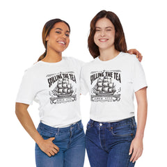 Spilling The Tea Since 1773, Sailing Ship Graphic, Unisex Jersey Short Sleeve Tee