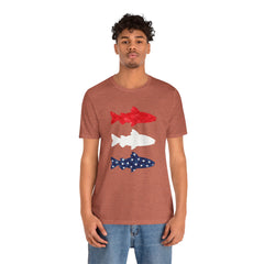 Patriotic Trout T-Shirt — Red White & Blue Fish Tee