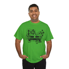 Abstract Retro Racing Car Unisex Heavy Cotton Tee | Perfect for Car Enthusiasts, Father's Day Gift, Casual Wear, Vintage Style, Unique Graphic Shirt