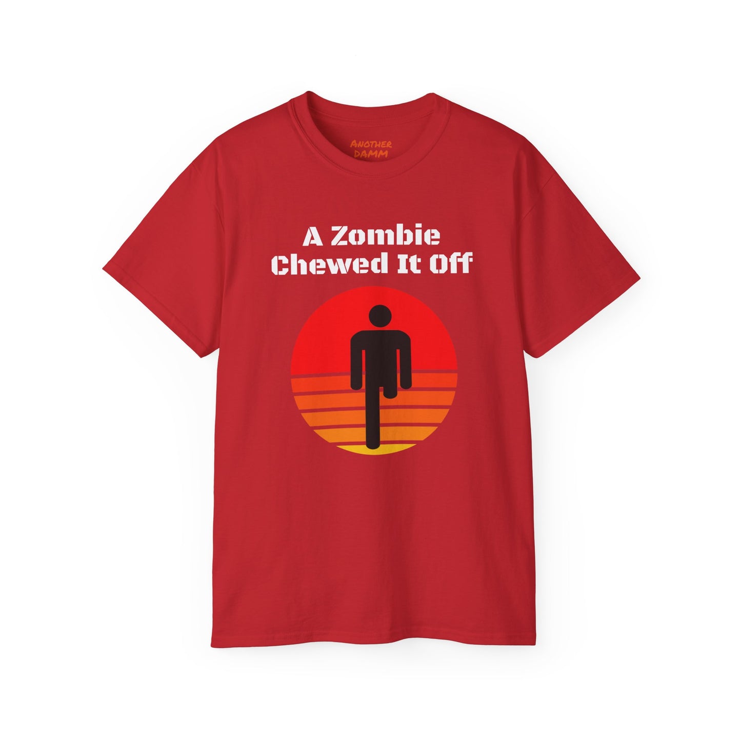 A Zombie Chewed It Off - Unisex Ultra Cotton Tee | Amputee, Leg Amputee, Limb Awareness. Amputee Zombie Fan, Amputee Sunset, Amputee Fun