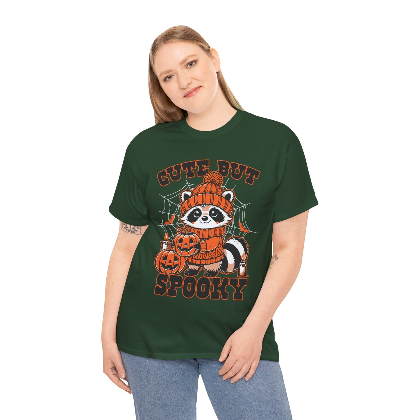 Cute But Spooky Halloween Raccoon! Graphic Unisex Heavy Cotton Tee