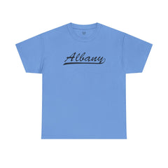 Albany Unisex Heavy Cotton Tee - Retro Dunder Mifflin Design for Nostalgic Fans