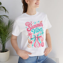 Summer Vibes Tee — Pastel Seashell Bow Beach T-Shirt