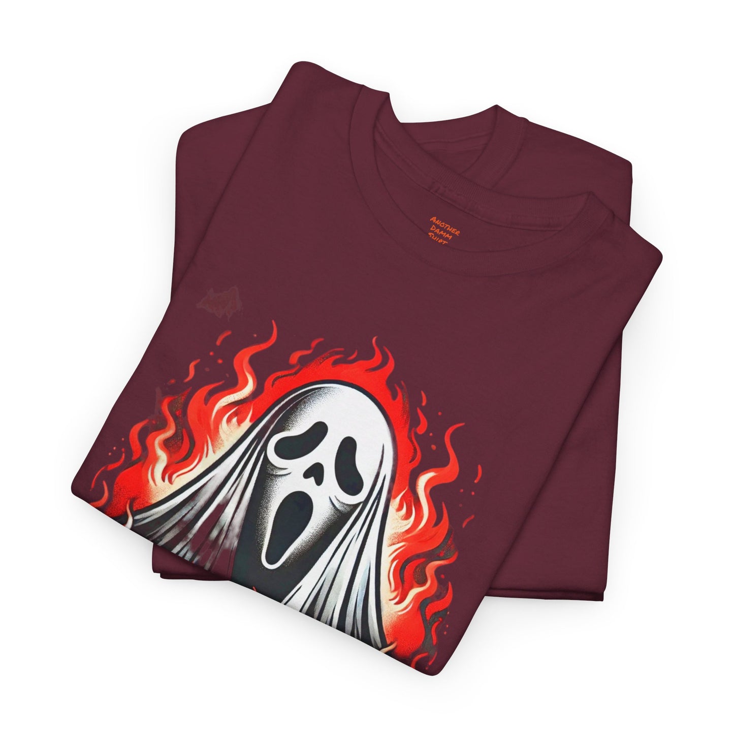 Fiery Fire Ghost - Graphic Unisex Heavy Cotton Tee