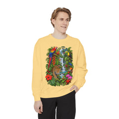 Tropical Jungle Waterfall With Leopard and Parrot Sweatshirt