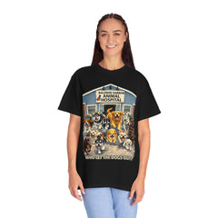 Pitbull Added "Who Let the Dogs Out?" Baldwin Harbor Animal Hospital Cute Vet Clinic T Shirt
