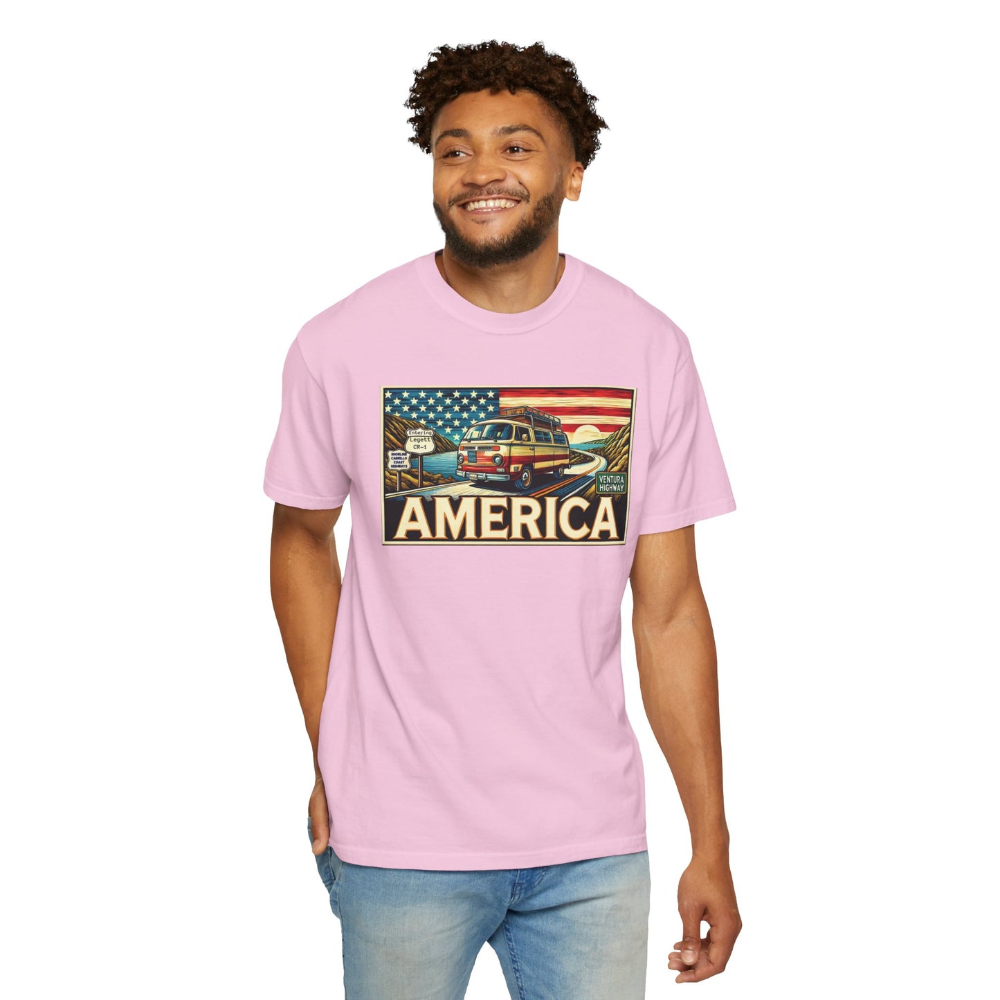 Ventura Highway Driving America Graphic Comfort Colors Unisex Garment Dyed T-shirt