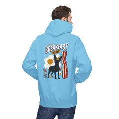Breakfast Club Hoodie — Cute Black Dog, Bacon & Egg Graphic Pullover