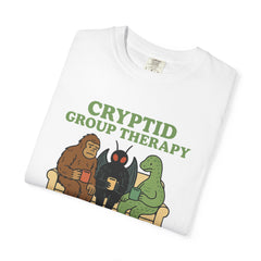 Cryptid Group Therapy Bigfoot, Mothman and Loch Nessie Unisex T-Shirt, Funny Graphic Tee, Gift for Cryptid Lovers, Quirky Casual Wear, Cool Humor Shirt