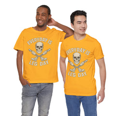 Fitness Tee | Leg Amputee Funny Skull, Everyday Leg Day Gym Shirt, Workout Top