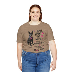 Personalized Your Dog and its name Mother's Day T-Shirt — 'Treats. Walks. Toys. Naps.