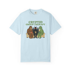 Cryptid Group Therapy Bigfoot, Mothman and Loch Nessie Unisex T-Shirt, Funny Graphic Tee, Gift for Cryptid Lovers, Quirky Casual Wear, Cool Humor Shirt