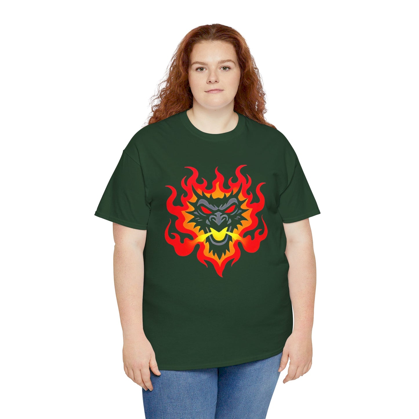 Flaming Fire Dragon - Graphic Unisex Heavy Cotton Tee