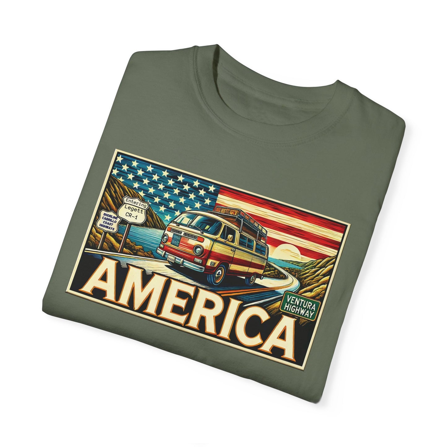 Ventura Highway Driving America Graphic Comfort Colors Unisex Garment Dyed T-shirt