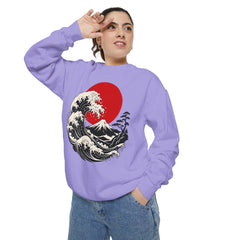 Japanese Wave and Red Sun Comfort Colors Sweatshirt
