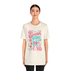 Summer Vibes Tee — Pastel Seashell Bow Beach T-Shirt