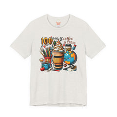 100 DAYS OF Coffee and Chaos - Unisex Short Sleeve Tee | Elementary School Holiday, Teacher Apparel, Kids Motivation, Teacher Sarcasm
