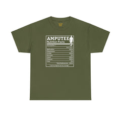 Leg Amputee Nutrition Facts - Unisex Heavy Cotton Tee / One Leg Humor / Funny T Shirt / Motivational / Lost my leg not my courage