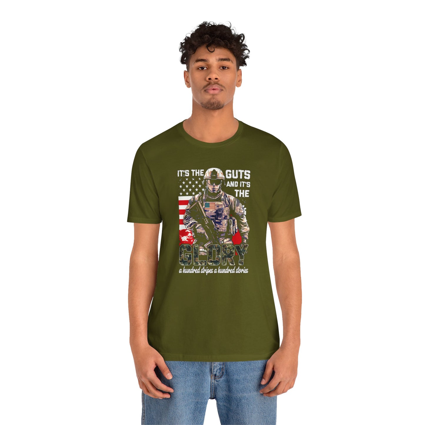 Patrotic American Soldier, Its The Guts And The Glory, Unisex Jersey Short Sleeve Tee