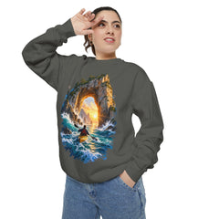 Adventure Kayak Sweatshirt — Comfort Colors Sunset Sea Arch Graphic