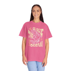 Whales, Save The Ocean -  Graphic Unisex Garment-Dyed T-shirt