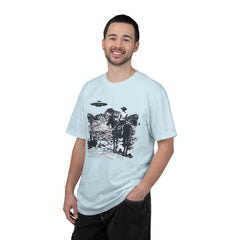 UFO Meets Cowboy Vintage Graphic T-Shirt — Retro Western Alien Tee