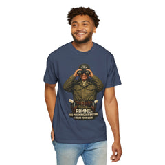 Graphic T-Shirt — Vintage WWII General George Patton Binoculars Design with "Rommel You Magnificent Bastard" Text