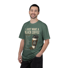 I Just Want a Black Coffee T-Shirt — Funny Barista List Graphic Tee for Coffee Lovers