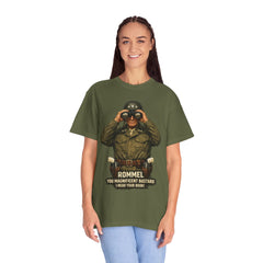 Graphic T-Shirt — Vintage WWII General George Patton Binoculars Design with "Rommel You Magnificent Bastard" Text