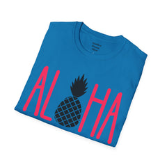 ALOHA with A PineApple Center Unisex Softstyle T-Shirt  Hawaii is so overrated. Grab a T Shirt and a PinaColada instead.