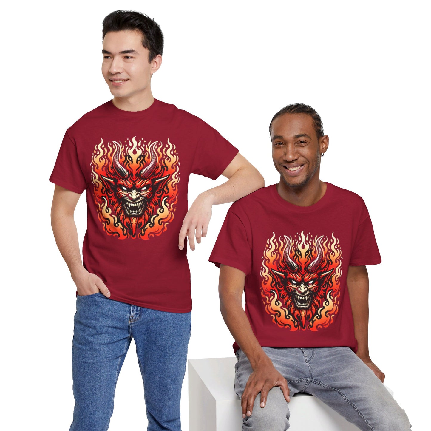 Fiery Fire Demon - Graphic Unisex Heavy Cotton Tee