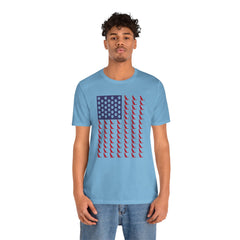 Personalized Dog Silhouette on American Flag - Tell us your dog breed, Unisex Short Sleeve Tee, Golden Retriever Silhouette Shown, Patriotic Shirt, Patriotic Pooch