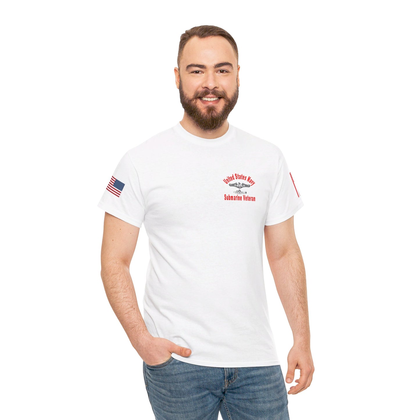 SUBMARINER RED Friday T Shirt with Fouled Anchor, American Flag, FBM / Boomer Silhouette. Remember Everyone Deployed, Dolphins