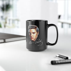 Portrait of Elvis Graphic - Black Mug (11oz, 15oz)