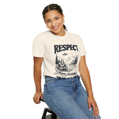 Bigfoot and Alien Outdoor Canoe Adventure - Respect The Locals T-Shirt