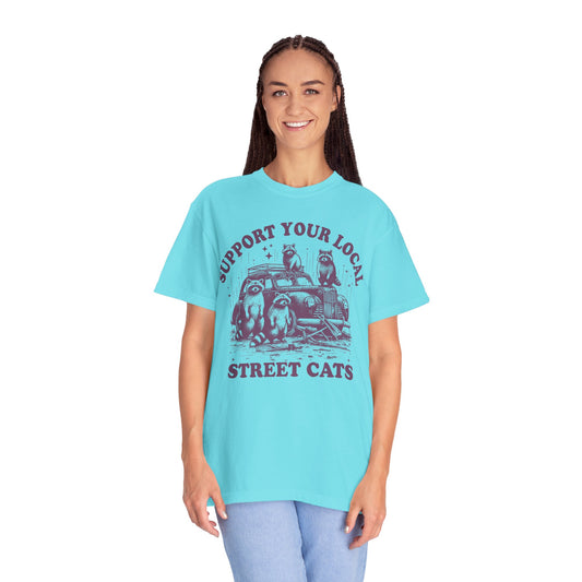 Support Your Local Street Cats, Vintage Style Comfort Colors Shirt