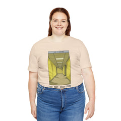 Do Not Question The Hallway T-Shirt — Retro Yellow Corridor Graphic Tee