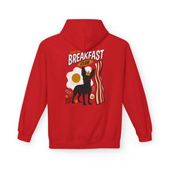 Breakfast Club Hoodie — Cute Black Dog, Bacon & Egg Graphic Pullover