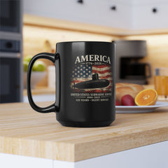 125th Submarine Service Coffee Mug — America 1776–2026 250th Anniversary Tribute (Black)