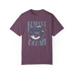 Whales, Respect The Ocean -  Graphic Unisex Garment-Dyed T-shirt